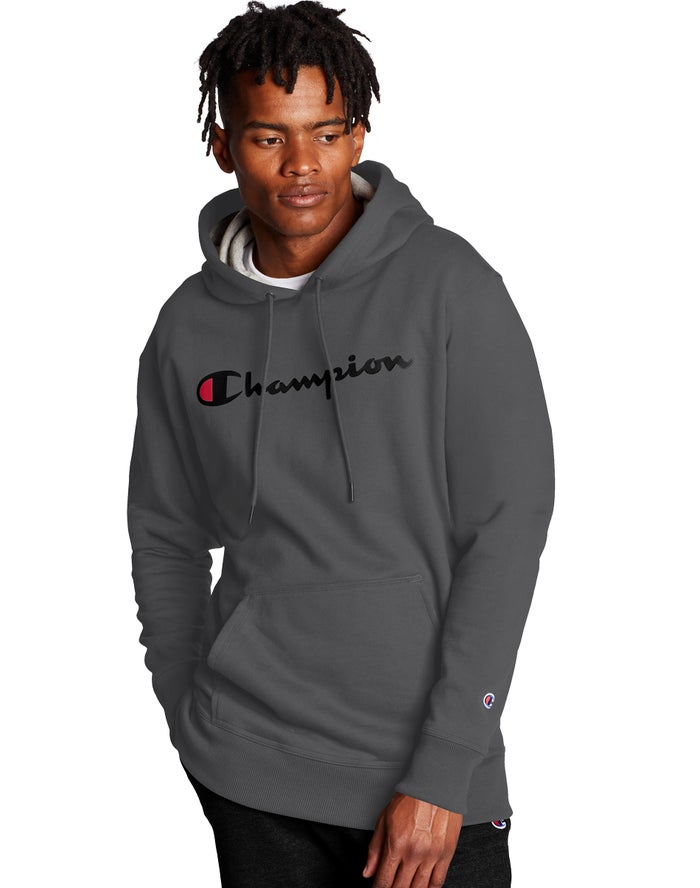 Sudadera Con Capucha Champion Hombre - Powerblend Script Logo ( Gris Oscuro ) 0542913-KE